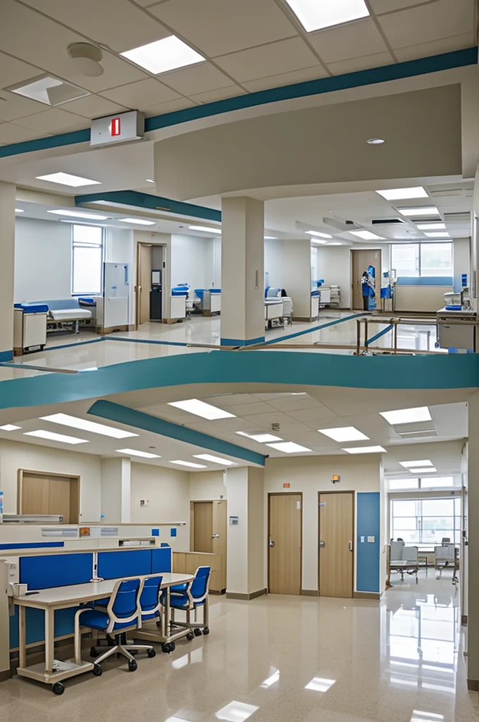 Actual hospital settings wherein the nurse is collaborating with other health care workers and the patient