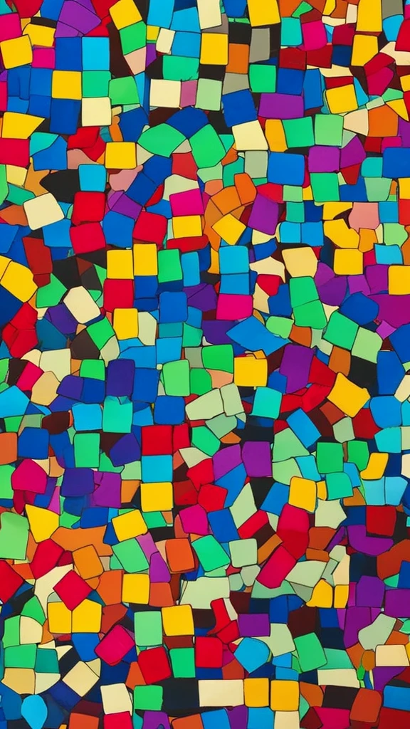 falling multi-colored figures from Tetris or Voodoku. Each figure has its own color. Against the background of abstraction