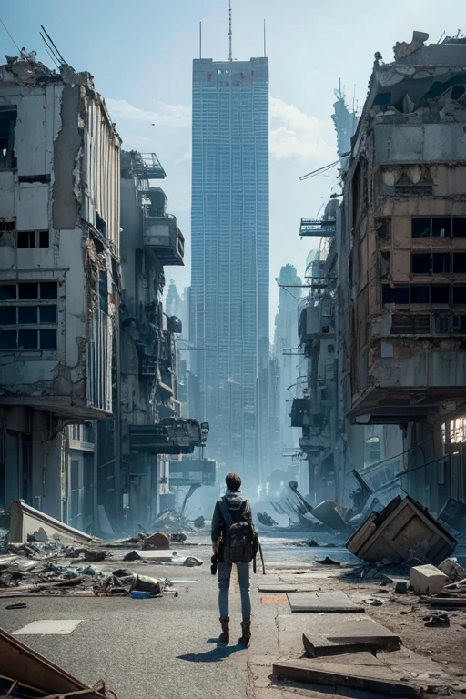 Highest quality、A ruined futuristic city、dim、Surrealism