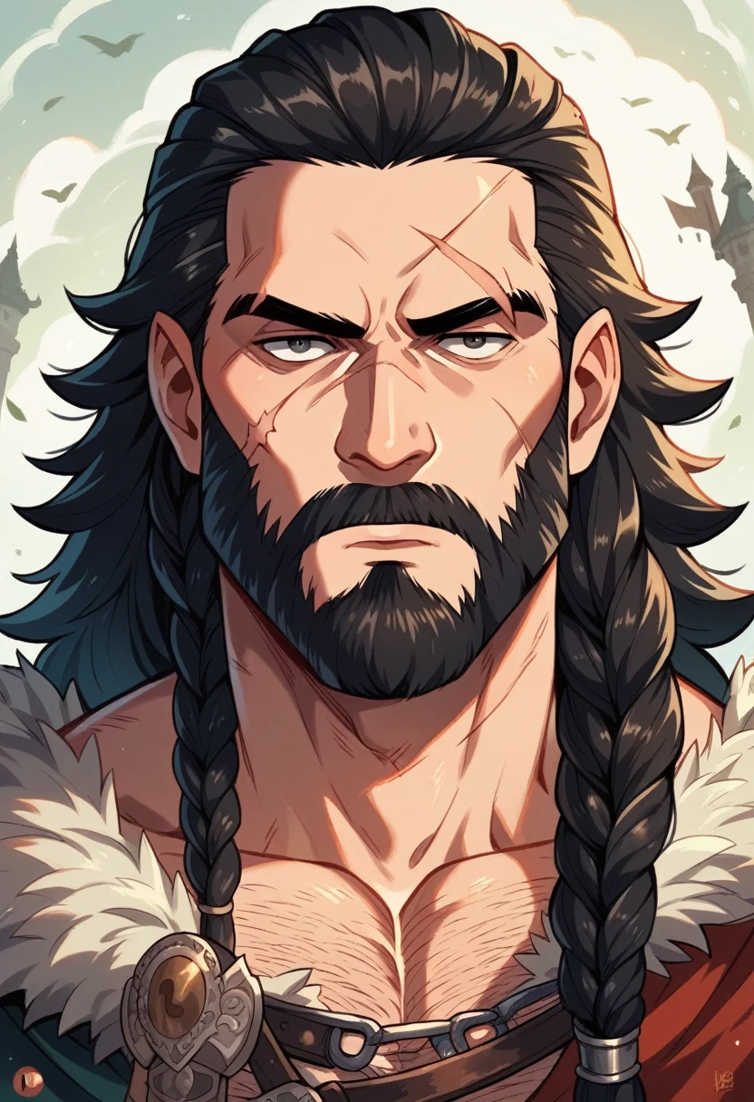 Ultra Detailed, Beautiful, Masterpiece, Best Quality, dwarf, Epic, Fantasy,1guy,dungeons and dragons, blacksmith, long braided beard, scar over left eye