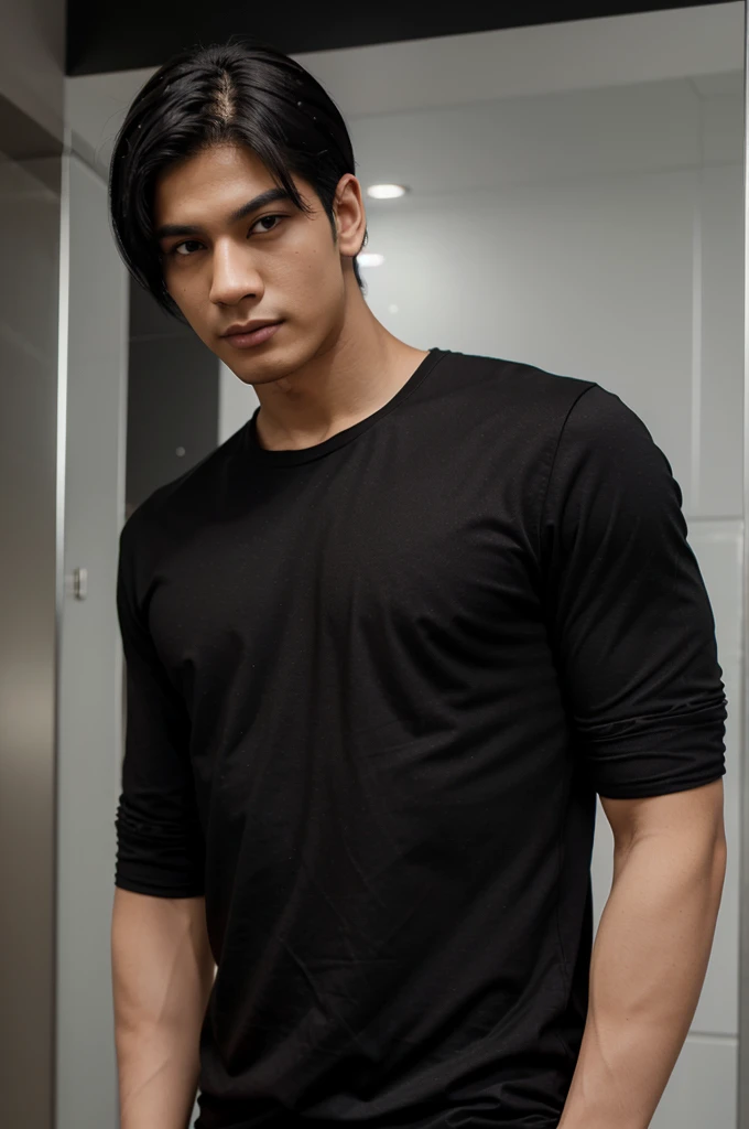 Create a person who's name "Zidan", with black hair, body tall 175cm, with lean muscle body, and black casual shirt