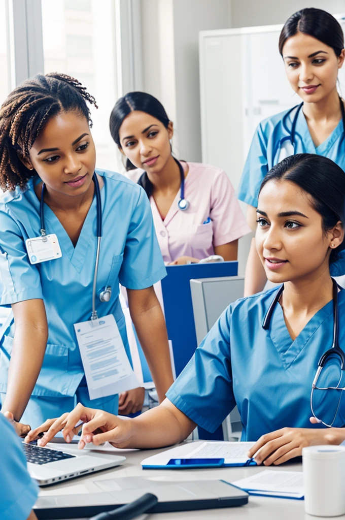 Actual hospital settings with team collaboration of health care workers with a patient