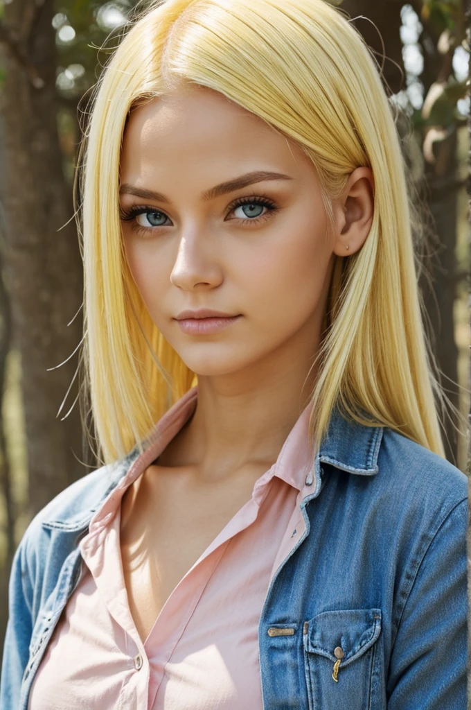 Yellow hair, long, pink eyes, female