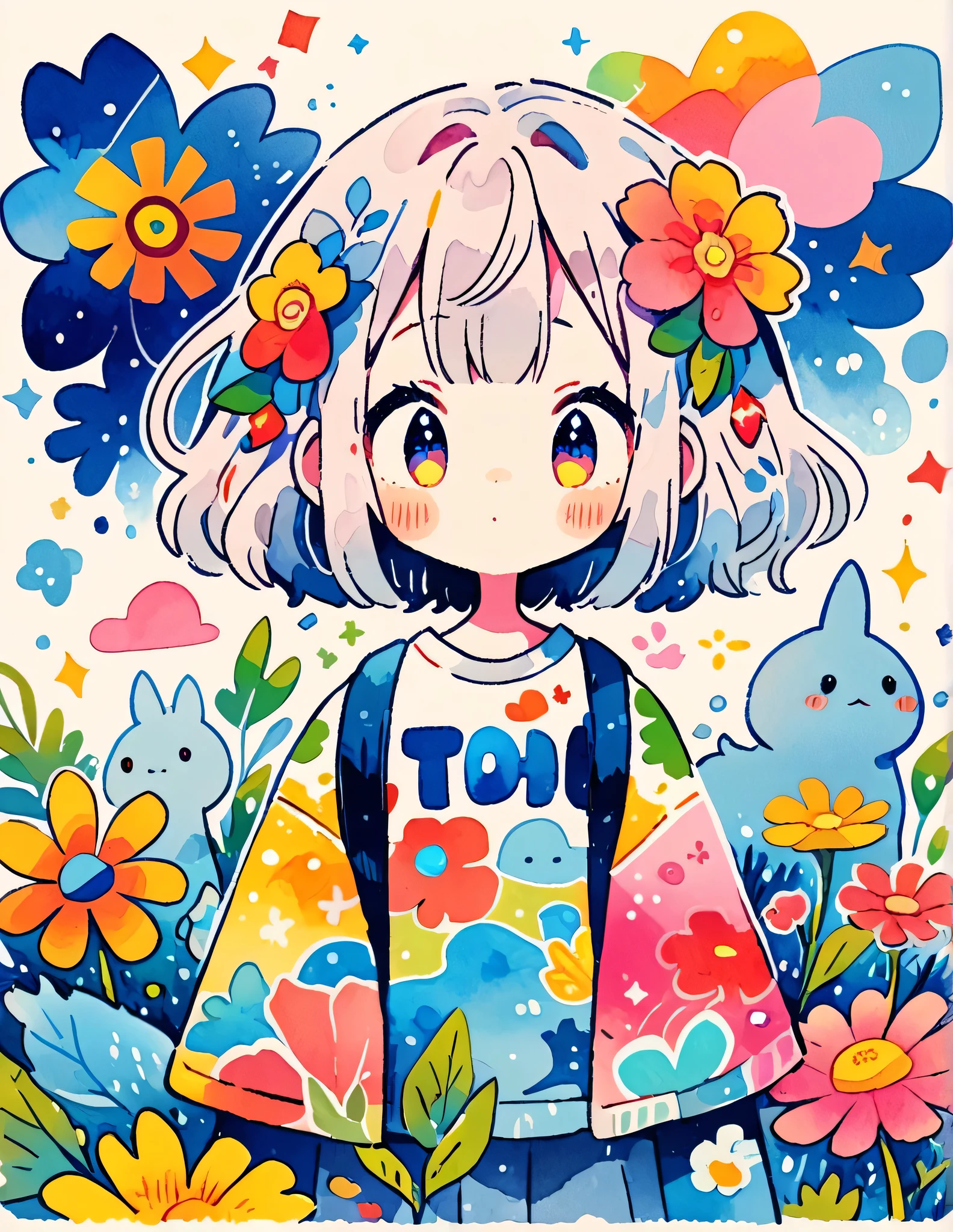 Hayao Miyazaki style, (((kawaii design))), The most beautiful girl of all time、Totoro、Totoro Forest、8K Quality、Intense watercolor, Detailed watercolor art, Watercolor splash, Surreal, avant-garde pop art, Beautiful and expressive paintings, Beautiful artwork illustration, Very colorful tones, wonderful, Cool beauty, highest quality、Official Art, Vector art, (((highest quality))), HDR, ((detailed)), (((Doodle Art)), ((masterpiece)), ((Super detailed)), (((Colorful flowers))), (((adventure)))