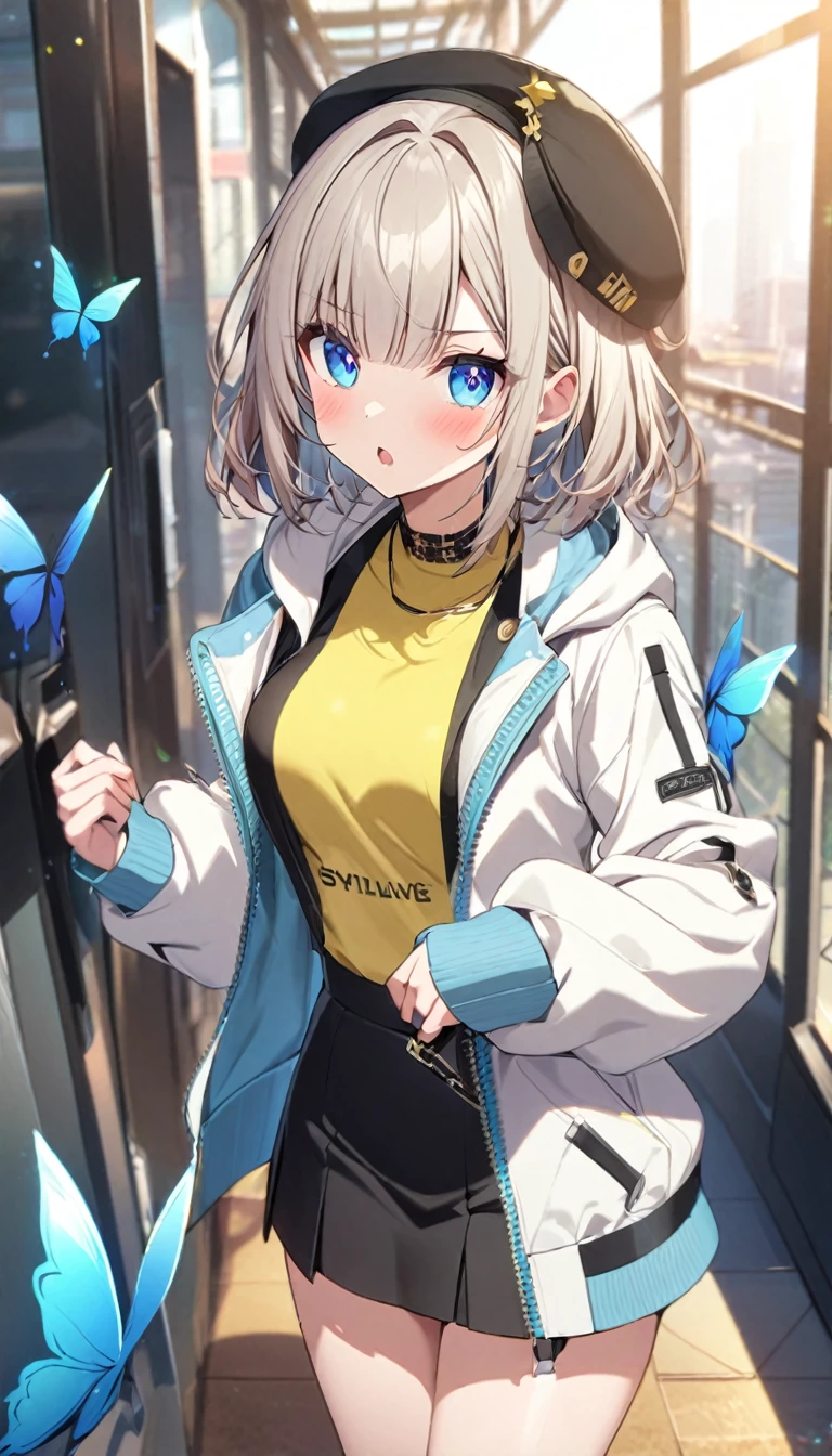 Butterflies are flying、1girl, stylish, stylish code, large jacket