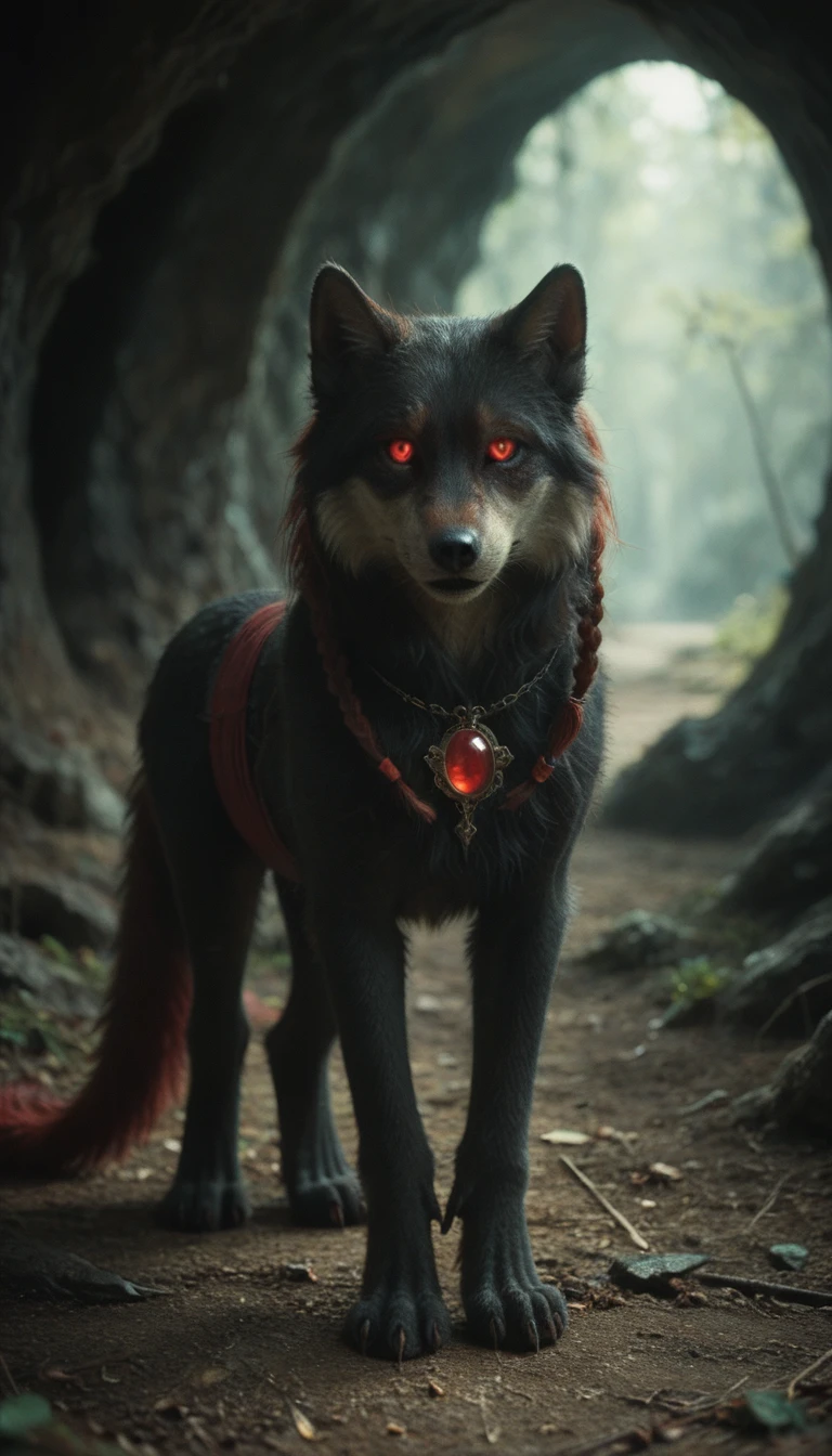 (zPDXL2), score_9, score_8_up, score_7_up, source_anime, 2d, rating_safe,
(Best Quality, Shaded, Ultra Detailed, Intricate, Realistic, Full View, Detailed Landscape, Full Body Portrait), 1woman, Wolf Woman, Full Fur, Red Fur, Black Fur, Full Tail, Red Tail, Tail black, straight hair, hair with braid, a brooch in the hair, almond-shaped eyes, red eyes, intimidating smile, sinister look, pale skin, demonic clothing (black and red colored clothing), dark clothing, found in a cave , cave of the underworld.
AissistXLv2, unaestheticXL_bp5, SimplePositiveXLv2, zPDXL2 PonyXLV6_Scores