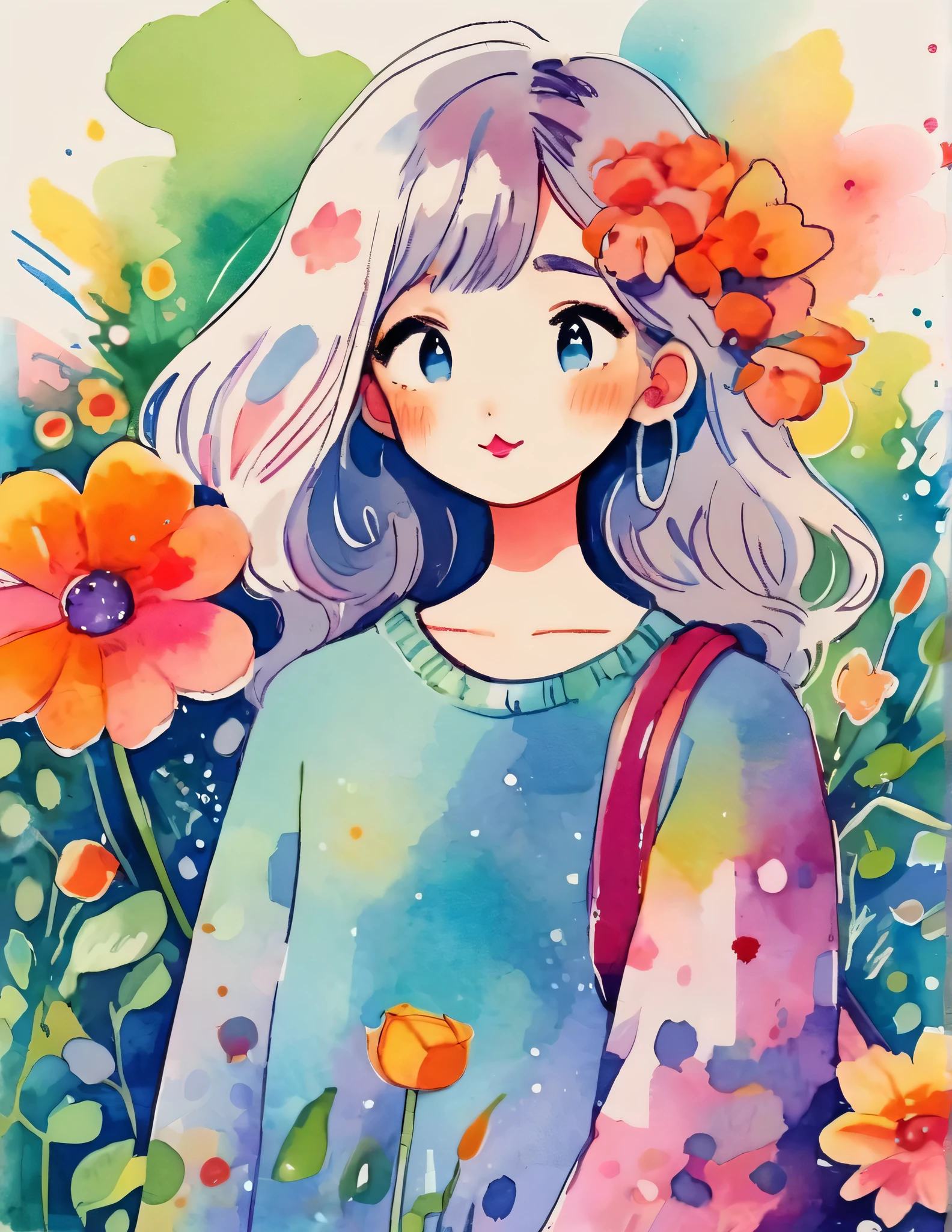 Micho Style、(((stylish fashion))), 8K Quality、Intense watercolor, Detailed watercolor art, Watercolor splash, Surreal, avant-garde pop art, Beautiful and expressive paintings, Beautiful artwork illustration, Very colorful tones, wonderful, Cool beauty, highest quality、Official Art, Vector art, Stylish design, (((The most beautiful girl))), (((highest quality))), HDR, ((detailed)), (((Doodle Art)), ((masterpiece)), ((Super detailed)), (((Colorful flowers))),(((Stylish)))