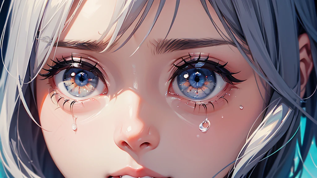Create an image of series of crying eyes symbols, surrounded by plus signs representing the desire for more.