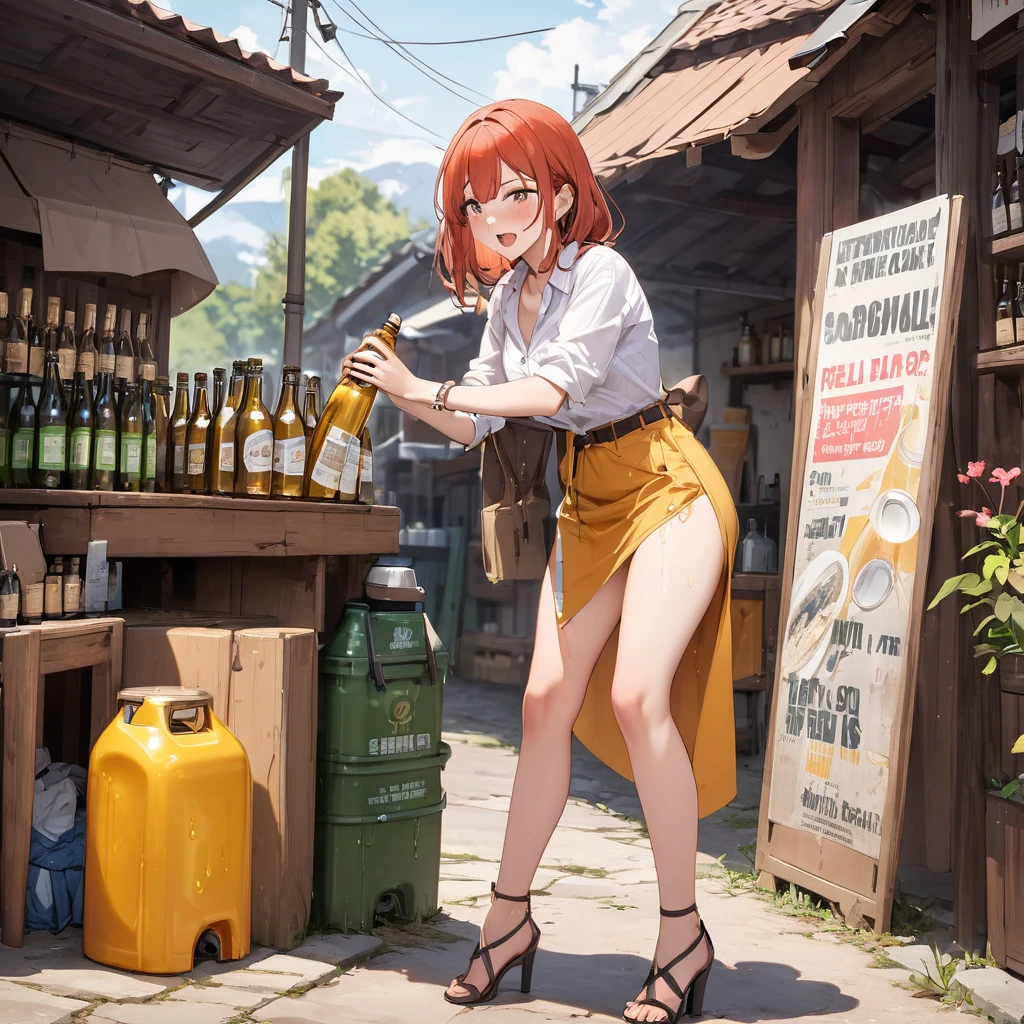 NSFW, Outdoor, Woman Sells Pee in Bottles