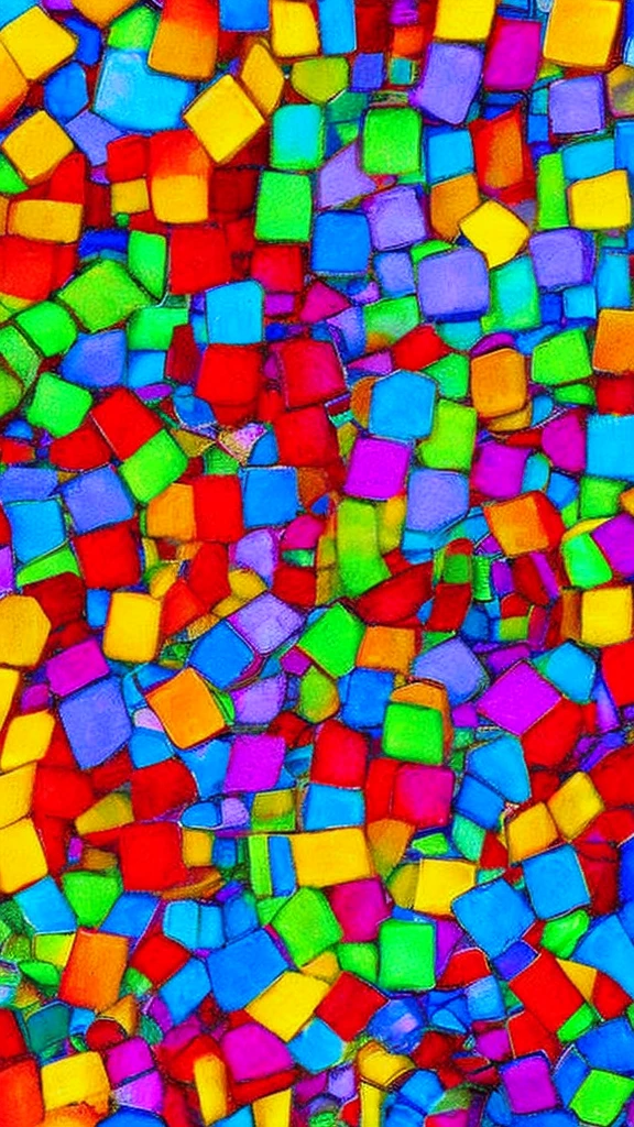 falling multi-colored figures from Tetris or Voodoku. Each figure has its own color. Against the background of abstraction