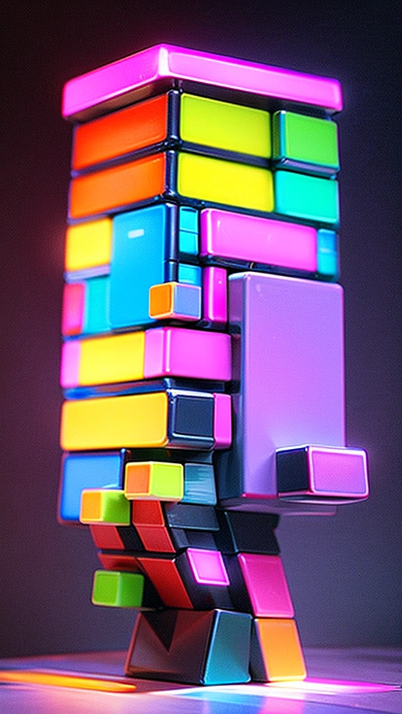 falling multi-colored figures from Tetris or Voodoku. Each figure has its own color. Against the background of abstraction