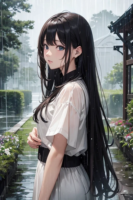 Highest quality、masterpiece、High definition、landscape、In the heavy rain、melancholy、dim