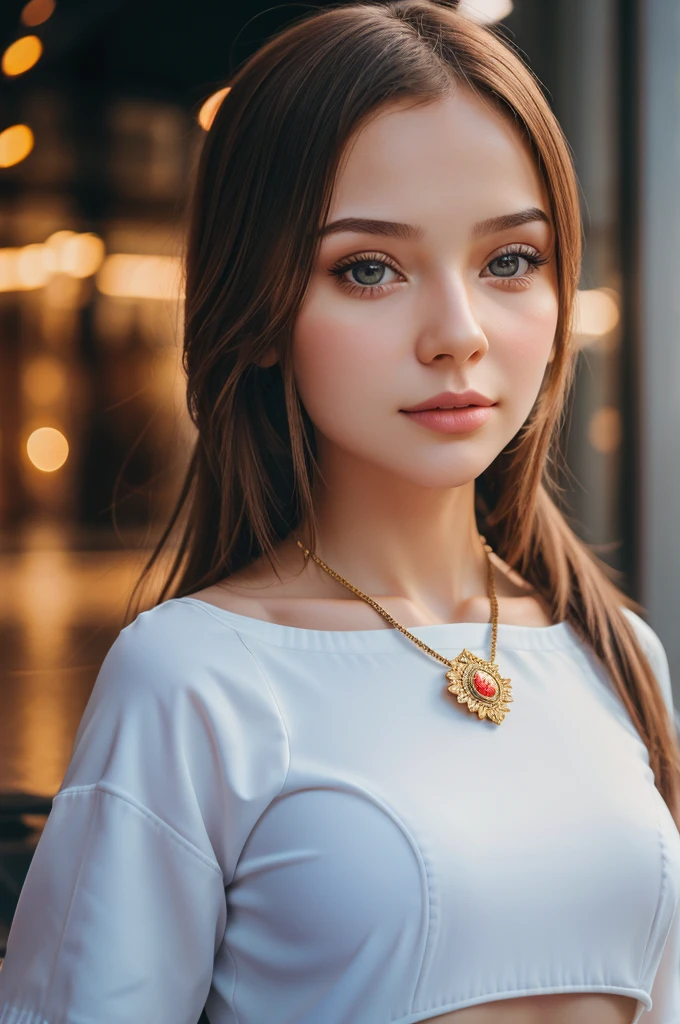 Generate a Russian girl ai influencer character , shallow depth of field
