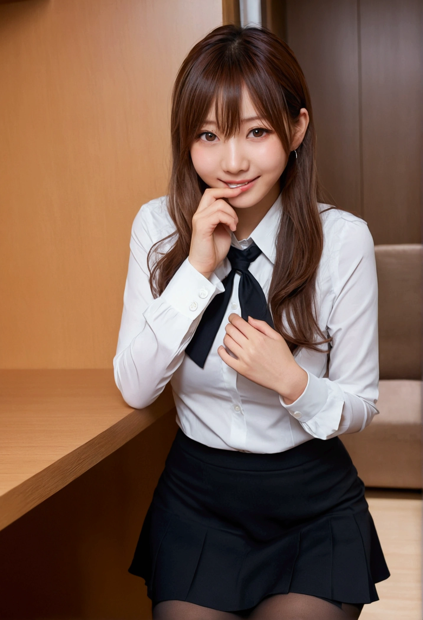 expensiveest quality, masterpiece, ultra expensive resolution, (realistic:1.4), 20-year-old,1 girl,Super expensive quality,8K,thinウエスト,thin脚,thin and beautiful arms,beautiful fingers,sale eye makeup,thin,Medium chest,soft chest,(((High school bicycle storage))),many students and bicycles,expensive ,Blazer uniform and ribbon miniskirt,after school gathering,((ponytail and hair tie)),((Bangs short hair)),realistic,picture media chest)),((toothy smile)),((big smile))