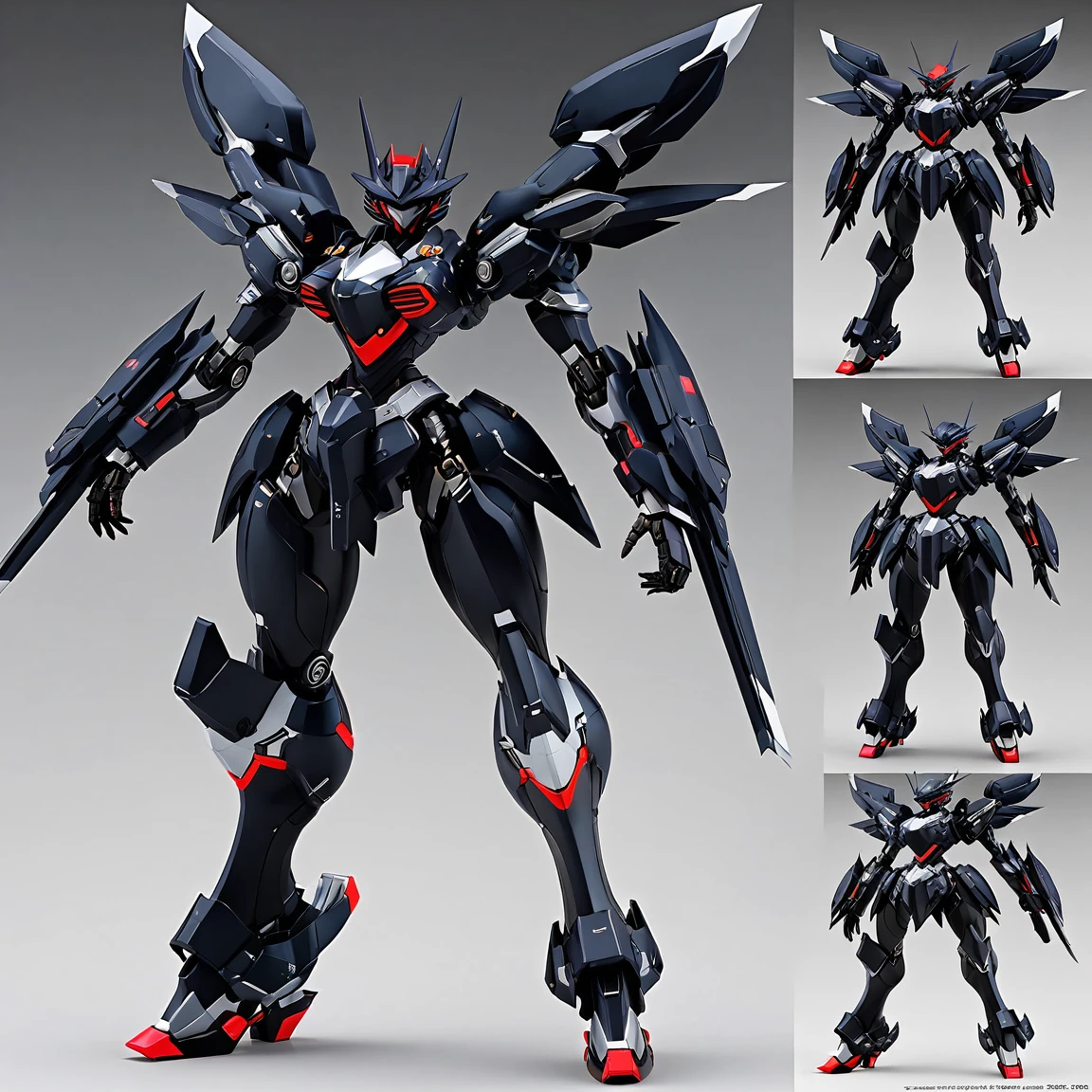 (Same robot unit, front, ~ ~ side, ria), (whole body), Character Reference Sheet, Concept Art, detailed character design, driving force frontボディー view, driving force ~ ~ sideボディー view, driving force riaボディー view, View from three angles, Shiny Black Robot, Matte Black, Jet Black Mica Paint, Pearl Paint.、Mecha aesthetics、Body structure based on mechanical engineering theory、Designed by Noriyuki Jinguji、The edges of the body have a bright Majorla finish...、Detailed digital anime art、Best Anime８k wallpaper, 2.5次元的アニメMecha aesthetics, ８KによるVery detailedなデジタルアート, Robot Dragon Head、Wallop and Krentz Kuschaert、Very detailedなアニメ、advanced digital animation art, Very detailed, Character Reference Sheet, Concept Art, detailed character design, whole body illustration, whole body character design, black 戻るground, Robotic limbs