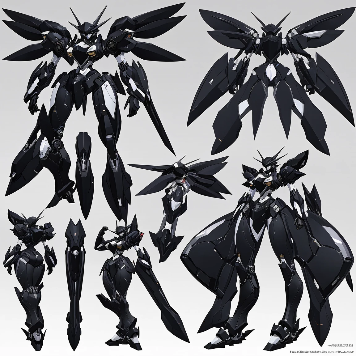 (Same robot unit, front, ~ ~ side, ria), (whole body), Character Reference Sheet, Concept Art, detailed character design, driving force frontボディー view, driving force ~ ~ sideボディー view, driving force riaボディー view, View from three angles, Shiny Black Robot, Matte Black, Jet Black Mica Paint, Pearl Paint.、Mecha aesthetics、Body structure based on mechanical engineering theory、Designed by Noriyuki Jinguji、The edges of the body have a bright Majorla finish...、Detailed digital anime art、Best Anime８k wallpaper, 2.5次元的アニメMecha aesthetics, ８KによるVery detailedなデジタルアート, Robot Dragon Head、Wallop and Krentz Kuschaert、Very detailedなアニメ、advanced digital animation art, Very detailed, Character Reference Sheet, Concept Art, detailed character design, whole body illustration, whole body character design, black 戻るground, Robotic limbs