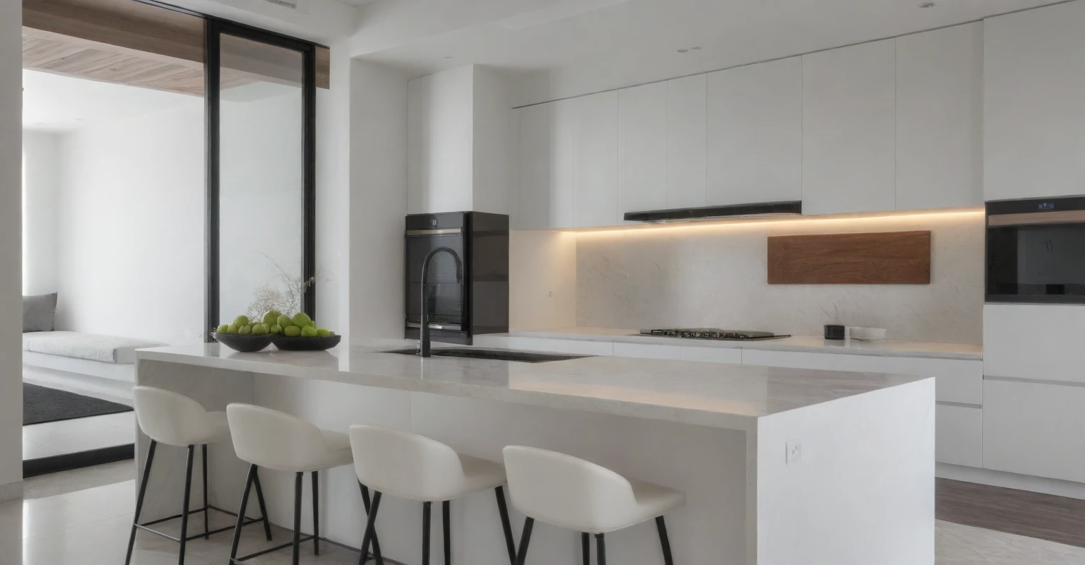 Raw photo,Masterpiece, high quality, best quality, authentic, super detail, indoors, interior ,(( dining room : 1.3)), modern style, daylight, (WHITE WALL), (((the right corridor )))