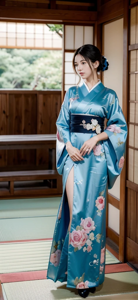 (8K, best quality, masterpiece, Ultra HD: 1.2),kimono,Japanese-style rooms,besides,whole body