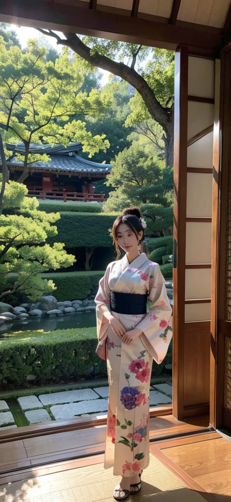 (8K, best quality, masterpiece, Ultra HD: 1.2),kimono,Japanese-style rooms,besides,whole body