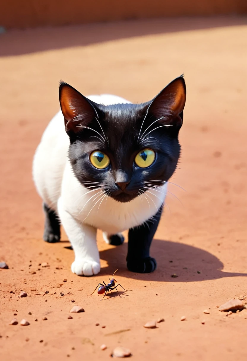 arafed a picture of an ant looking at a cat, picture taken from the ant point of view