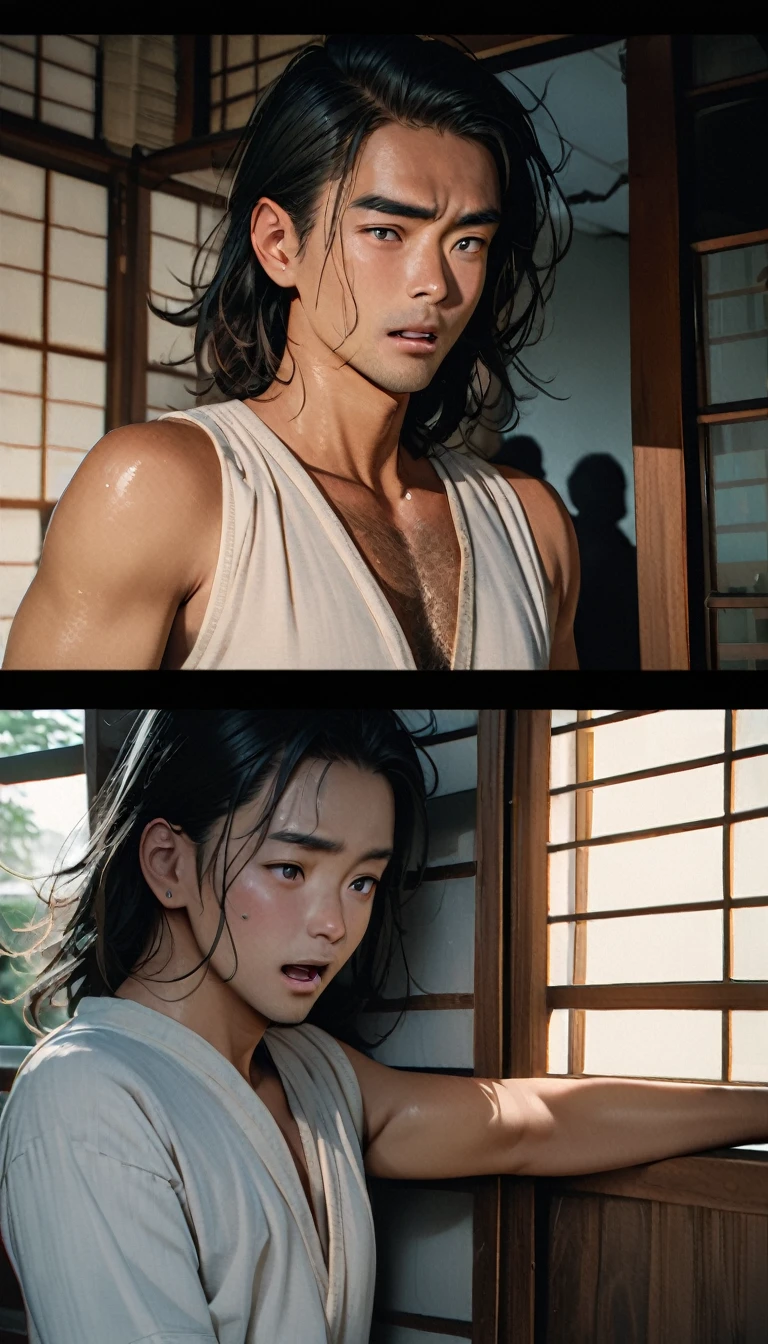 professional photography,85mm lens,front view,halfbody shot,photograhpy,sharp focus,HD,8k,1boy, male,Asian slim male,(topless male:1.25),Golden Ratio,upper body,(different face features:1.12),(Each picture  a different facial feature:1.13),(Kind Smile:1.25),Textured Men Haircut,([Light paintinood lightinood lighting|Chiaroscuro lighting|Courtroom lighting]), background,