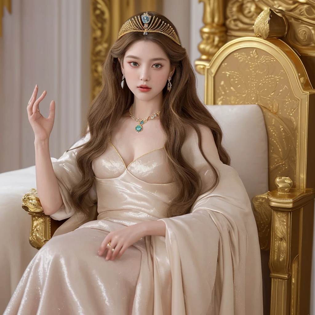 Name: Princess Elizabeth of Sonora
Appearance:
• Hair: Long, wavy, golden brown hair reaching almost to the waist. Her hair is often decorated with gold pins and tiaras with precious stones.
• Eyes: Large, almond-shaped, sapphire-colored, sparkling with wisdom and kindness.
• Skin: Light, with a slight blush that indicates her noble origin.
• Body: Slender and graceful, with graceful features that radiate nobility and majesty.
Clothes:
• She wears elaborate dresses made of silk and velvet, embroidered with gold and silver thread. Her favorite colors are royal blue and magenta.
• Her dresses are often decorated with family crests and symbols of empire, emphasizing her high status.
• An important element of her wardrobe is a cape made of white fur, symbolizing the purity and majesty of the Sonoran Empire.
Accessories:
• On her head she wears a diadem of diamonds and sapphires, which she inherited from her mother.
• Around her neck hangs a ruby necklace, a family heirloom and symbol of her lineage.
She also wears an Imperial signet ring on her right
hand, indicating its status
heir to the throne.
Features:
• Her demeanor is marked by great dignity and confidence. She knows how to control herself and always keeps calm even in the most difficult situations.
Elizabeth is known for her wisdom and justice, often participates in making important state decisions together with her father.
She also has a strong sense of duty to her empire and is willing to sacrifice personal interests for the welfare of her subjects.
Such a daughter of the emperor will become a pride
for the entire Sonoran Empire,
a symbol of her greatness and power.