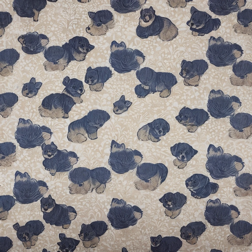 dog,Pomeranian,Japanese pattern,Ink,Tough