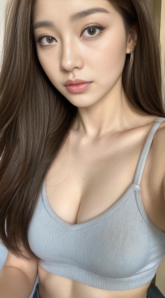 {{{masterpiece}}},{{{{{official art}}}}},{{{high quality}}},{{{best quality}}},{{{{8k_wallpaper}}}},{{{{extremely detailed eyes}}}},{{{{extremely detailed body}}}},{{{{extremely detailed finger}}}},One girl, age16, Beautiful woman with slim abdominal muscles :1.3, Brown Hair、wavy hair with long bangs, , Oversized tank top :1.2, Highly detailed face, Detailed eyes, double eyelid, Underarm