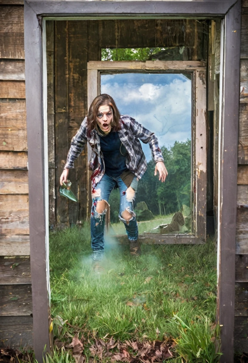 Wensday Adams stepping through the looking glass during a zombie apocalypse.