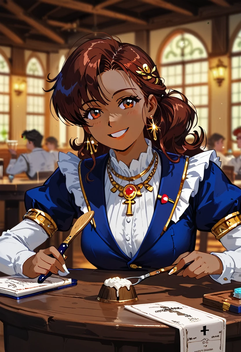 Best quality,Masterpiece,Masterpiece portrait,Complex details,Epic light,imaginary,Dungeons & The dragon's,Retro,a priest,Dark dwarf,1girl,Wooden table,pub,Gray skin,Elegant smile,squint,Close-up of a Mycenaean female wearing gold jewelry, Spiders:0.9, networks:1.0, imaginary, Volumetric lighting, Concept art, Brush stroke style, featuring.artstation, Common, Very detailed, Art by Greg Rutkowski