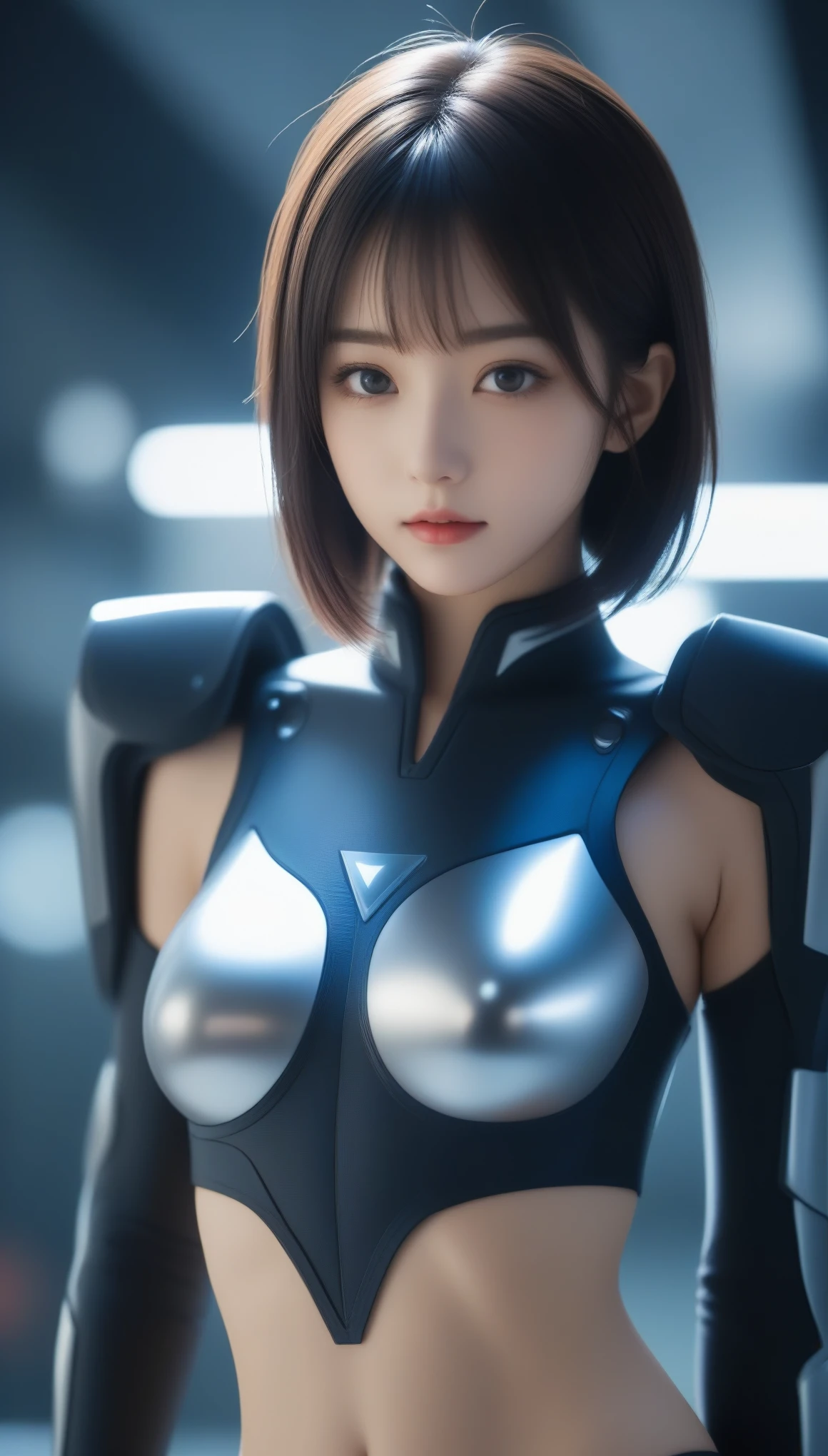 8k, Ultra-high resolution, Highest quality, masterpiece, 三分割法によるphotograph,Surreal, photograph, 1 Girl, (:1.3), pretty girl, Cute Face, Beautiful eyes in every detail, 細かくdetailedに,masterpiece,One Girl:1.2, Japan Female Announcer,whole body,from above,furious,Black Hair,Bob with bangs,Cyber city in sci-fi world,((Ride the fighting machine)), (((Combat suit of the future))), Shiny garments, skinny、(Super High Leg Cut),Girl alone,Beautiful leg line beauty,Realistic Skin, Perfect and beautiful face ,完璧でCute Face, Skin with attention to detail, Perfect limbs、Narrow waist、Thin legs),Looking at the audience、beauty,Long neck、(((Ideal body type))),A cup small breasts :2,Portraiture:2,Perfect Anatomy,鮮明なdetailed,detailed,Surreal,Light and shadow,darkness