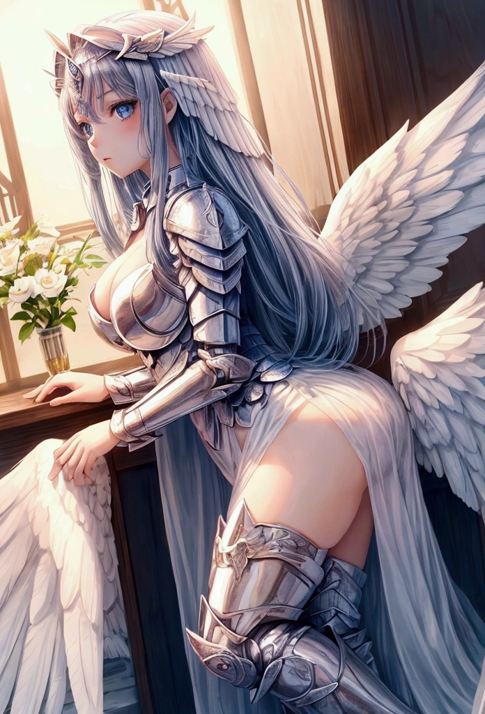 A woman with wings poses for a photo, Beautiful Angel女孩, Epic Angel Wings, angel in plastic armor, Majestic Angel, As a mysterious Valkyrie, Beautiful Angel, angel knight girl, Beautiful female angel, With angel wings on the back, of an Beautiful Angel girl, Angel Knight Gothic Girl, Beautiful Angel, Gorgeous role-playing