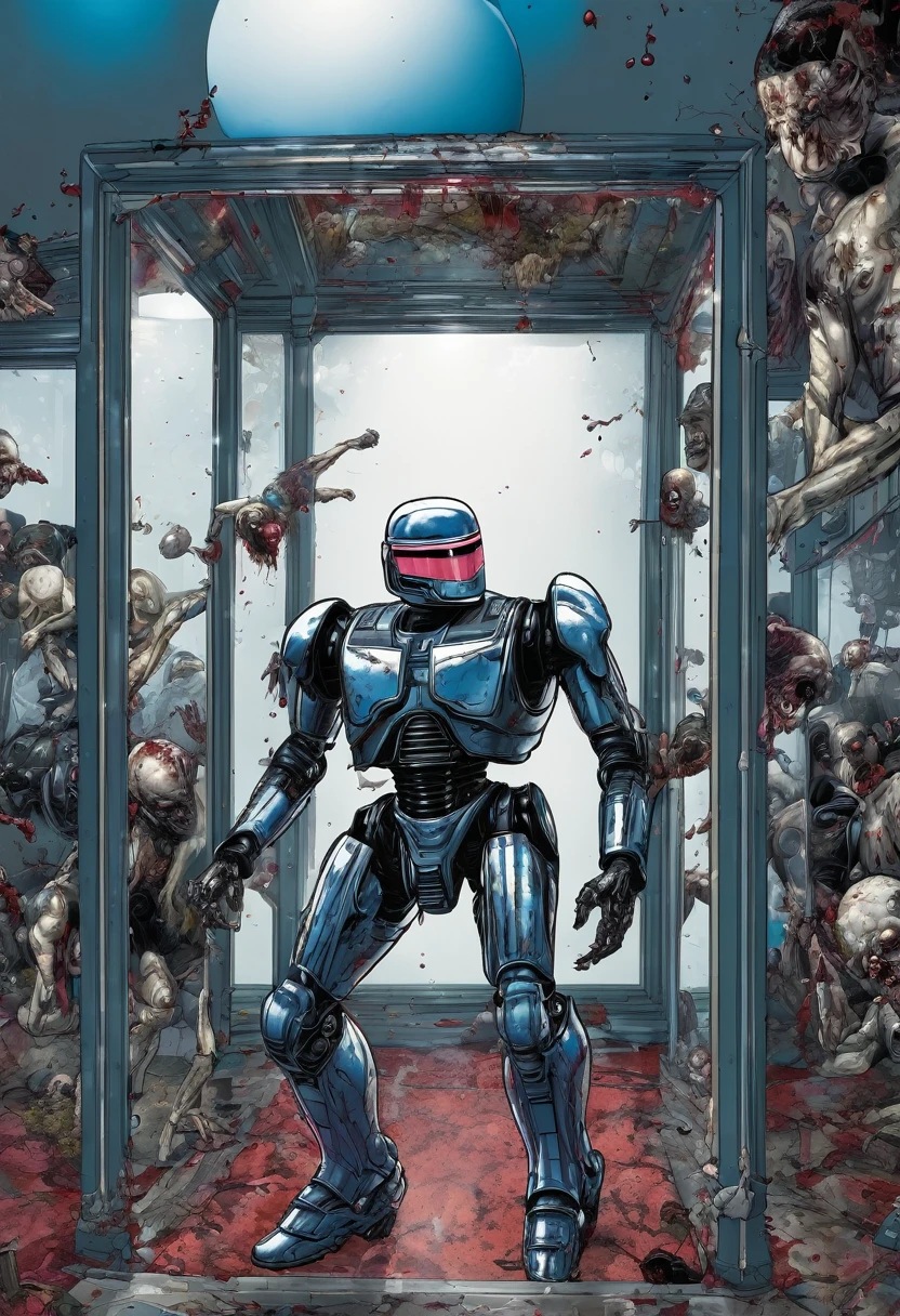 RoboCop stepping through the looking glass during a zombie