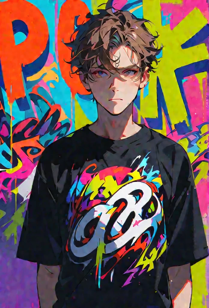 style5,1 boy,graffiti,minimalism, cor, lanterna upper body