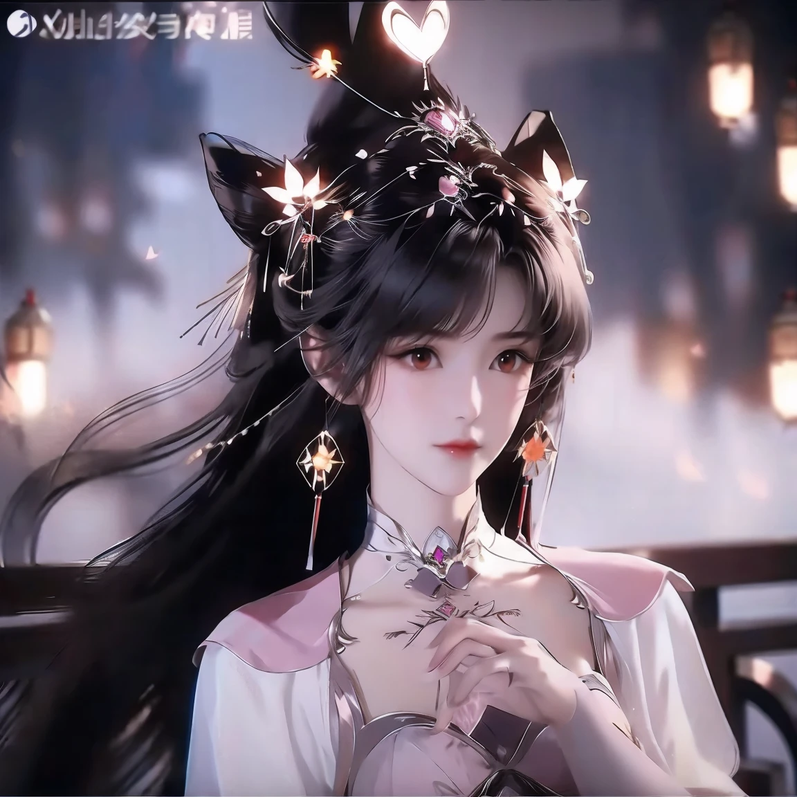 New Year&#39;s Eve，Beautiful girl wearing a white neon dress embroidered with gold cloud patterns，The flying fairy bun reflects its classical beauty，Soft look，Smile with the hope and joy of the New Year，Spring Festival atmosphere，Flowers falling，Beautiful nine-color deer：1.2，Ancient Chinese mythical beasts，Become a beautiful and gentle girl，Wonderful wonderland around，Silk Road Flower Rain，Flying dances，Dunhuang style，national current，anime illustration，Featuring a playful character design style，Ultra high definition animation CG，3D rendering，Beautiful two-dimensional，Spring Festival poster，ultra HD16k。