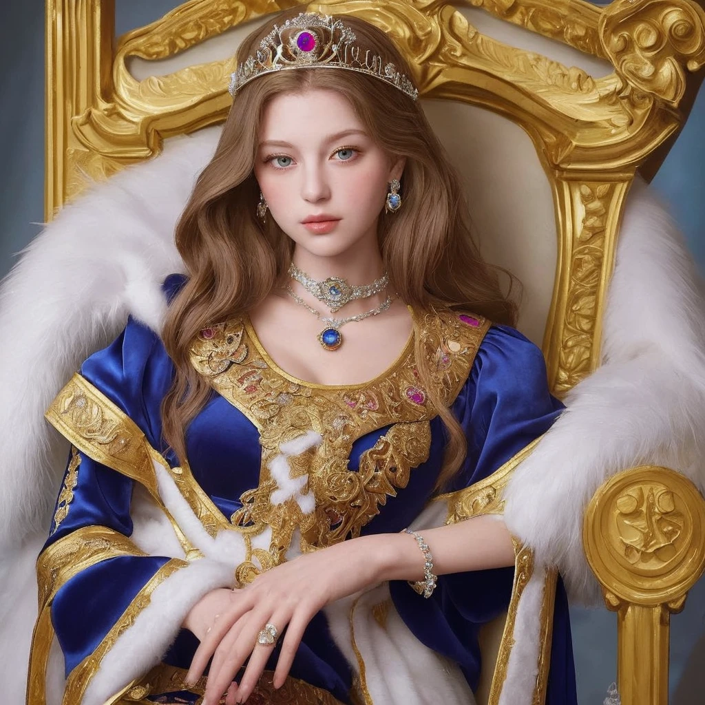 Name: Princess Elizabeth of Sonora
Appearance:
• Hair: Long, wavy, golden brown hair reaching almost to the waist. Her hair is often decorated with gold pins and tiaras with precious stones.
• Eyes: Large, almond-shaped, sapphire-colored, sparkling with wisdom and kindness.
• Skin: Light, with a slight blush that indicates her noble origin.
• Body: Slender and graceful, with graceful features that radiate nobility and majesty.
Clothes:
• She wears elaborate dresses made of silk and velvet, embroidered with gold and silver thread. Her favorite colors are royal blue and magenta.
• Her dresses are often decorated with family crests and symbols of empire, emphasizing her high status.
• An important element of her wardrobe is a cape made of white fur, symbolizing the purity and majesty of the Sonoran Empire.
Accessories:
• On her head she wears a diadem of diamonds and sapphires, which she inherited from her mother.
• Around her neck hangs a ruby necklace, a family heirloom and symbol of her lineage.
She also wears an Imperial signet ring on her right
hand, indicating its status
heir to the throne.
Features:
• Her demeanor is marked by great dignity and confidence. She knows how to control herself and always keeps calm even in the most difficult situations.
Elizabeth is known for her wisdom and justice, often participates in making important state decisions together with her father.
She also has a strong sense of duty to her empire and is willing to sacrifice personal interests for the welfare of her subjects.
Such a daughter of the emperor will become a pride
for the entire Sonoran Empire,
a symbol of her greatness and power.
