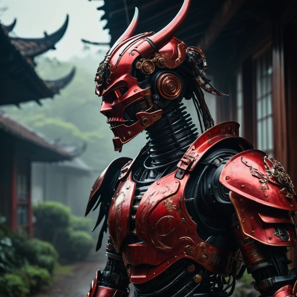 analog photo, hyper realistic, inspired by Beksinski, shot on Canon EOS 1D X Mark III, masterpiece, Equatorial Guinea Samurai cyborg robotic demon warrior, samurai cyberpunk armor, dynamic action pose, built of metal red gilded armor, intrincate details, in old village scene, biomechanical, mechanical parts, chiaroscuro , hyper realistic
biomechanoid organic structures, aesthetic portrait, Fantasy Dream Art, Shadow play, light, mist, moody, mysterious, glossy hair, earthy, vivid, cinematic, Film light, Hyper detailed, Hyper realistic, masterpiece, atmospheric, High resolution, Vibrant, High contrast, dark angle, 8k, HDR, 500px
