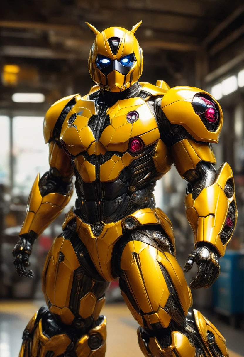 deadpool bumblebee transformers,full body, photography, highly detailed, 8K, HDR, photorealism, naturalistic, lifelike, raw photo,H effect,real_booster