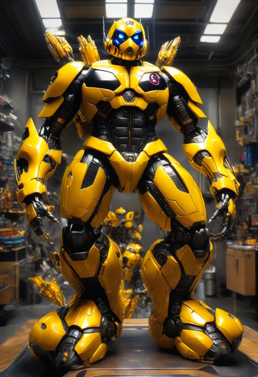 deadpool bumblebee transformers,full body, photography, highly detailed, 8K, HDR, photorealism, naturalistic, lifelike, raw photo,H effect,real_booster