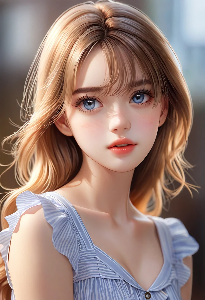 Professional, high-quality photos, 4K resolution, A charming girl captured in realistic detail，She&#39;s wearing fluffy white pajamas，ears and foxtails. She sat in the middle of the enchanted forest, Every element is perfectly depicted. Pajamas texture, Ears and tail are sharp and palpable. Sunlight falls on leaves，gently illuminates the girl&#39;s face, Highlight every delicate and charming expression  