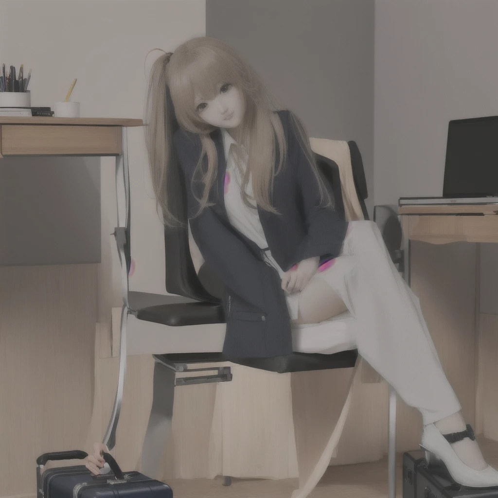 anime girl sitting on a chair in a room with a suitcase, anime style 4 k, guweiz, 4k anime wallpaper, smooth anime cg art, seductive anime girl, beautiful anime high school girl, artwork in the style of guweiz, anime wallpaper 4 k, anime wallpaper 4k, anime art wallpaper 4k, anime art wallpaper 4 k