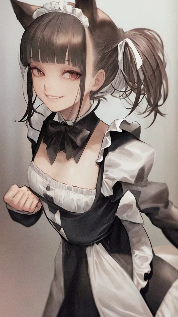 Beautiful face like an actress
Maid clothes smile Dog ears