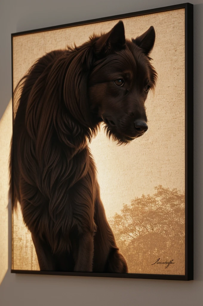 (chiot au pelage marron dessinant sur le mur de sa maison),
(detailed context, depth of ﬁeld, ambient silhouette, backlight),
masterpiece, best quality, 4K, 2k, (complexe:0.9), (high details, shady, realistic:1.25), absurd resolution