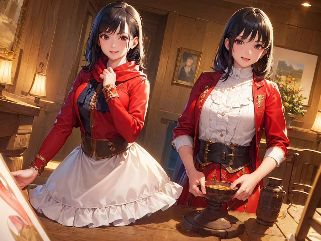 (masterpiece、Highest quality:1.2),Frame In、 Cowboy Shot, One Girl, View your audience, (Highest quality, 8k, Oil, Tabletop:1.2), Very detailed, (Realistic, Realistic:1.37), Wearing a red coat、White scarf、Bob Hair、Black Hair、Fun Expressions、smile、it&#39;s snowing、City of night、shopping