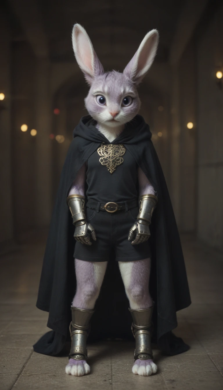 (zPDXL2), score_9, score_8_up, score_7_up, source_anime, 2d, 

create a picture of a half rabbit character  with purple giant rabbit digitigrade legs with white paws, put purple rabbit ears on top of her head, make her wearing a royal looking black cloak with golden accents and black shorts with golden accents and black gauntlets with purple lights, put purple fur on her arms from her elbows down, give her short brown hair, make her legs look fluffy and furry, make her look like she’s leaping, make it in an anime style, keep her barefoot, make her wearing a black athletic tank top underneath the cloak, make the gauntlets black

AissistXLv2, unaestheticXL_bp5, SimplePositiveXLv2, zPDXL2 PonyXLV6_Scores