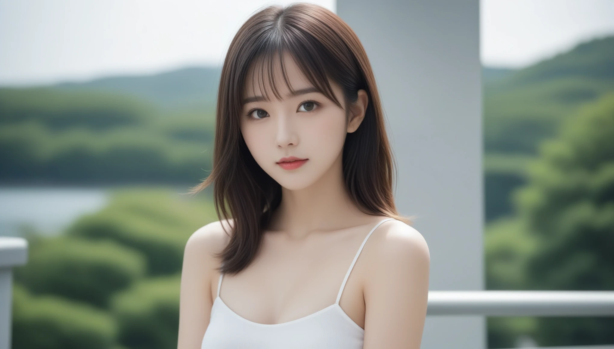 8k, Ultra-high resolution, Highest quality, masterpiece, 三分割法によるphotograph,Surreal, photograph, 1 Girl, (:1.3), pretty girl, Cute Face, Beautiful eyes in every detail, 細かくdetailedに,masterpiece,One Girl:1.2, Japan Female Announcer,upper body,blank expression,Black Hair,Messy hair,Station platform,風景photograph,Clean and modest clothing,Natural Makeup,Beautiful leg line beauty,Realistic Skin, Perfect and beautiful face ,完璧でCute Face, Skin with attention to detail, Perfect limbs、Narrow waist、Thin legs),Looking at the audience、beauty,Long neck、(((Ideal body type))),A cup small breasts :2,Portraiture:2,Perfect Anatomy,鮮明なdetailed,detailed,Surreal,Light and shadow,dappled sunlight