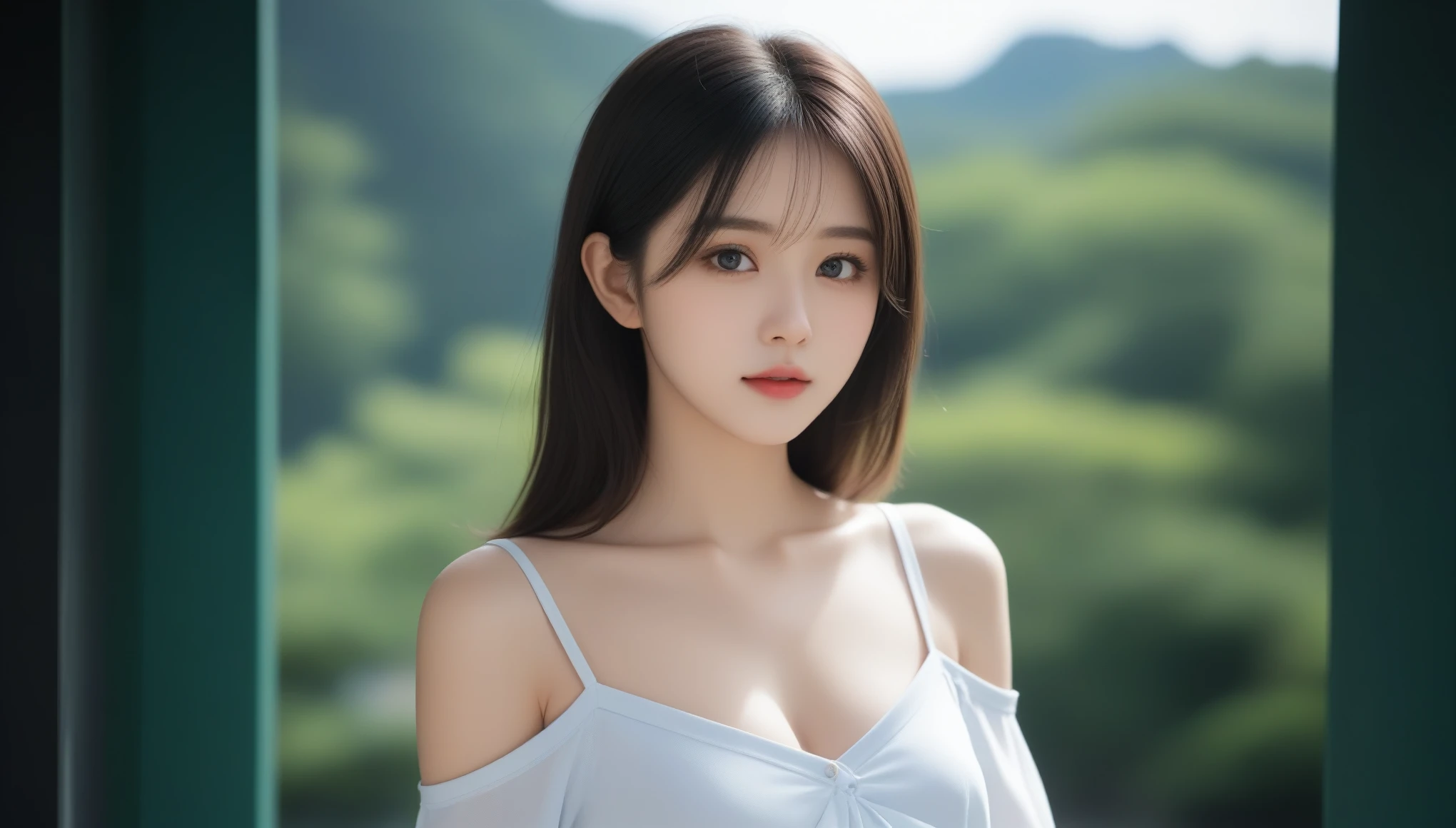 8k, Ultra-high resolution, Highest quality, masterpiece, 三分割法によるphotograph,Surreal, photograph, 1 Girl, (:1.3), pretty girl, Cute Face, Beautiful eyes in every detail, 細かくdetailedに,masterpiece,One Girl:1.2, Japan Female Announcer,close up,disgust,Black Hair,Messy hair,Station platform,風景photograph,Clean and modest clothing,Natural Makeup,Realistic Skin, Perfect and beautiful face ,完璧でCute Face, Skin with attention to detail, Perfect limbs、Narrow waist、Thin legs),Looking at the audience、beauty,Long neck、(((Ideal body type))),A cup small breasts :2,Portraiture:2,Perfect Anatomy,鮮明なdetailed,detailed,Surreal,Light and shadow,dappled sunlight