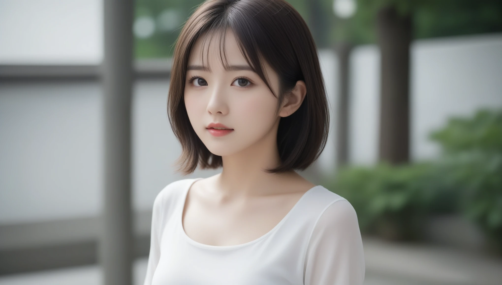 8k, Ultra-high resolution, Highest quality, masterpiece, 三分割法によるphotograph,Surreal, photograph, 1 Girl, (:1.3), pretty girl, Cute Face, Beautiful eyes in every detail, 細かくdetailedに,masterpiece,One Girl:1.2, Japan Female Announcer,close up,disgust,Black Hair,Messy hair,Station platform,風景photograph,Clean and modest clothing,Natural Makeup,Realistic Skin, Perfect and beautiful face ,完璧でCute Face, Skin with attention to detail, Perfect limbs、Narrow waist、Thin legs),Looking at the audience、beauty,Long neck、(((Ideal body type))),A cup small breasts :2,Portraiture:2,Perfect Anatomy,鮮明なdetailed,detailed,Surreal,Light and shadow,dappled sunlight