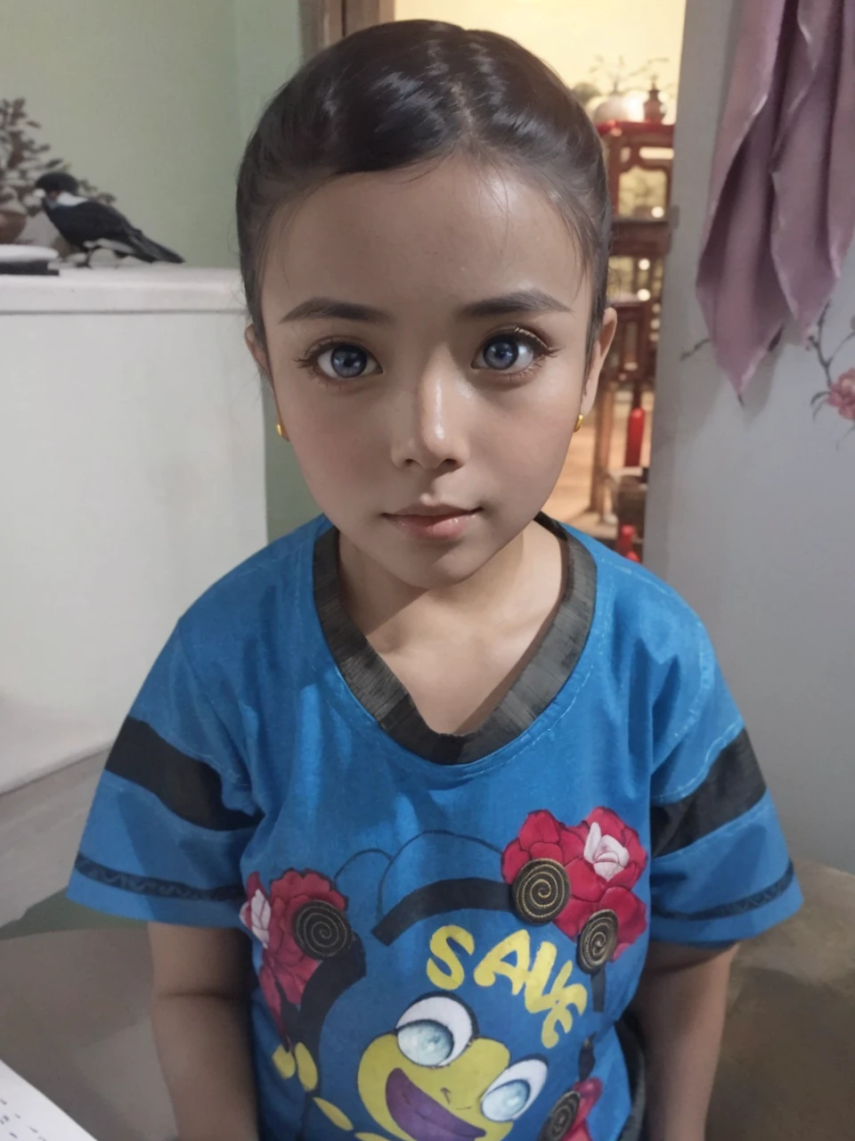 A photo of a beautiful girl in a traditional Chinese dress looking at ancient chinese book under lamp on a low table in garden surrounded by old walls in a peaceful night,((her right hold a pen and her left hand place on table)),((masterpiece)),realistic,4k,extremely detailed,((beautiful big eyes))