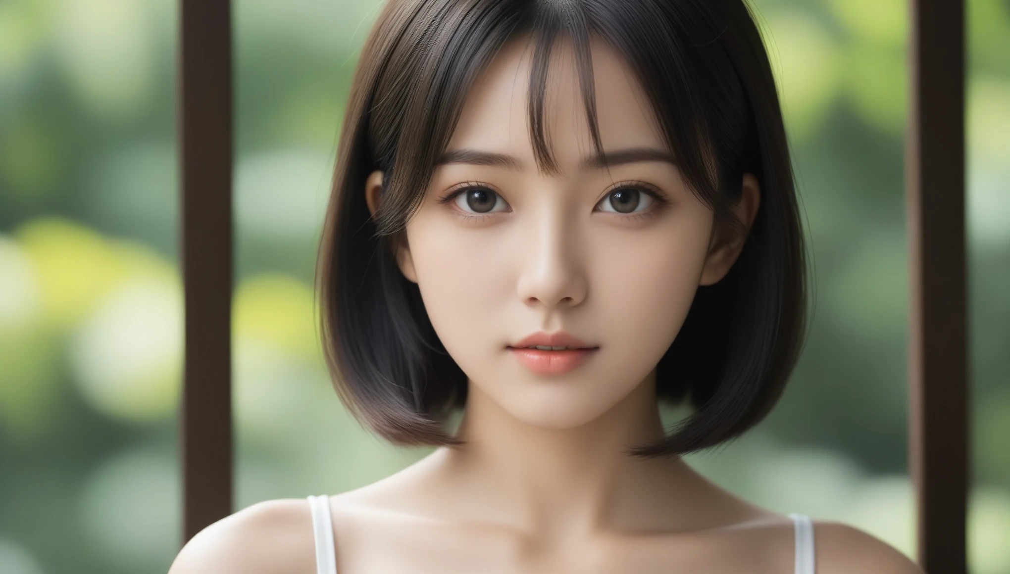 8k, Ultra-high resolution, Highest quality, masterpiece, 三分割法によるphotograph,Surreal, photograph, 1 Girl, (:1.3), pretty girl, Cute Face, Beautiful eyes in every detail, 細かくdetailedに,masterpiece,One Girl:1.2, Japan Female Announcer,extream close up,glaring,Black Hair,Wavy bob,Station platform,風景photograph,Clean and modest clothing,Natural Makeup,Realistic Skin, Perfect and beautiful face ,完璧でCute Face, Skin with attention to detail, Perfect limbs、Narrow waist、Thin legs),Looking at the audience、beauty,Long neck、(((Ideal body type))),A cup small breasts :2,Portraiture:2,Perfect Anatomy,鮮明なdetailed,detailed,Surreal,Light and shadow,dappled sunlight